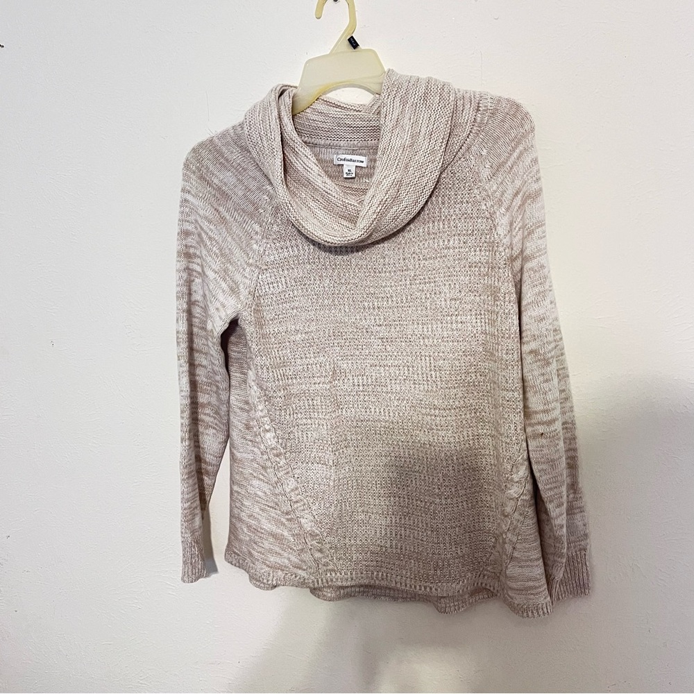 Croft & Barrow Beige Cowl Neck Sweater